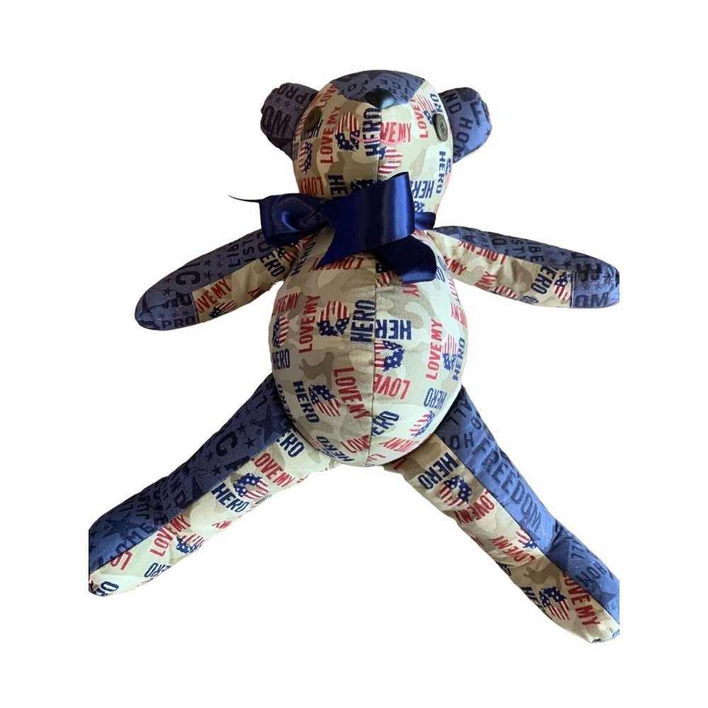 Love My Hero Veterans Plush Teddy Bear 18” Handmade By A VITAS Volunteer